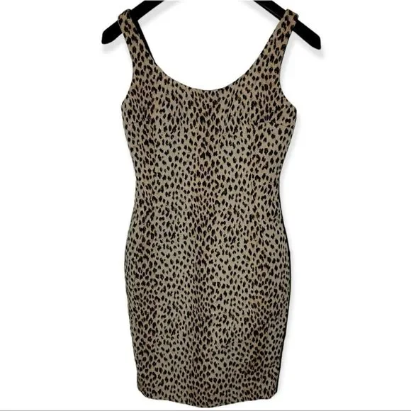 DVF Diane von Furstenberg Arianna Leopard Sheath Dress Black/Caramel Sz 4 - Picture 5 of 10